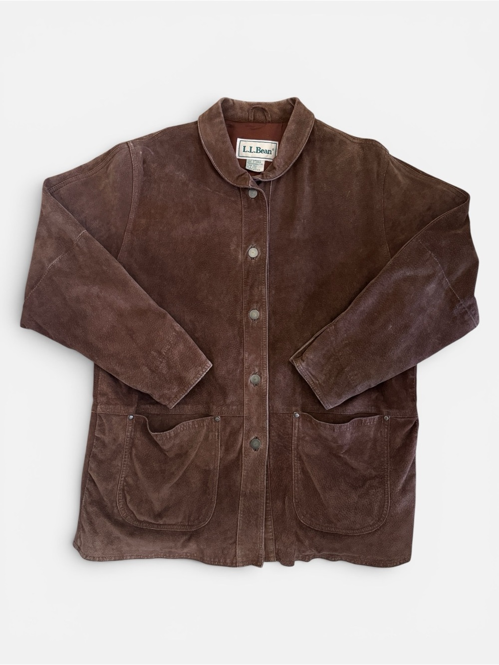 VTG L.L. Bean Genuine Suede Chore Coat Western Ranchwear Barn Jacket Size L/XL